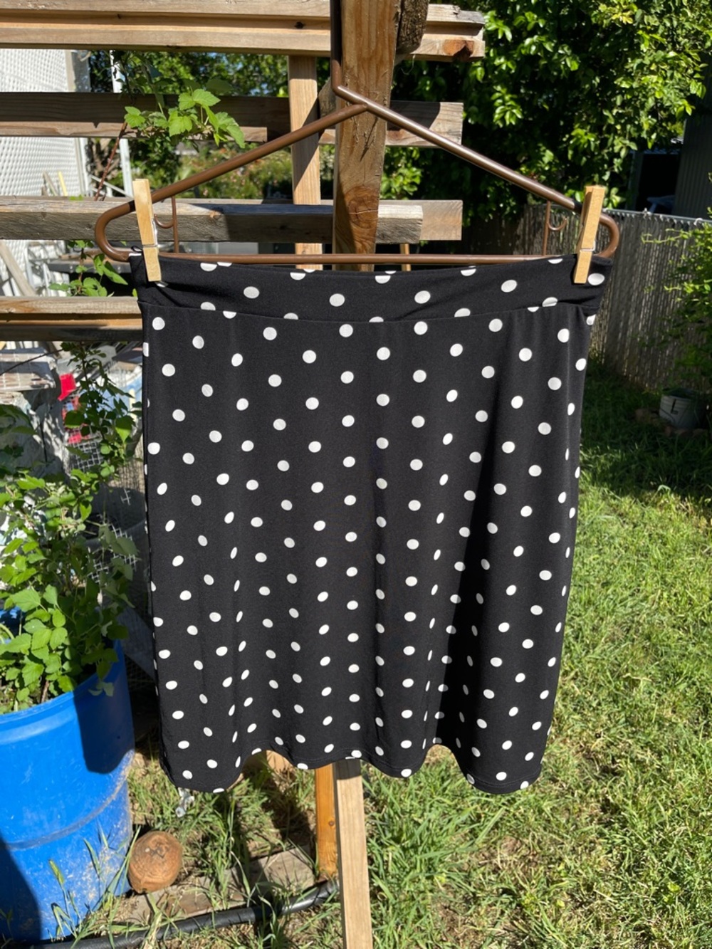 Philosophy Black Midi Skirt with White Polka Dots